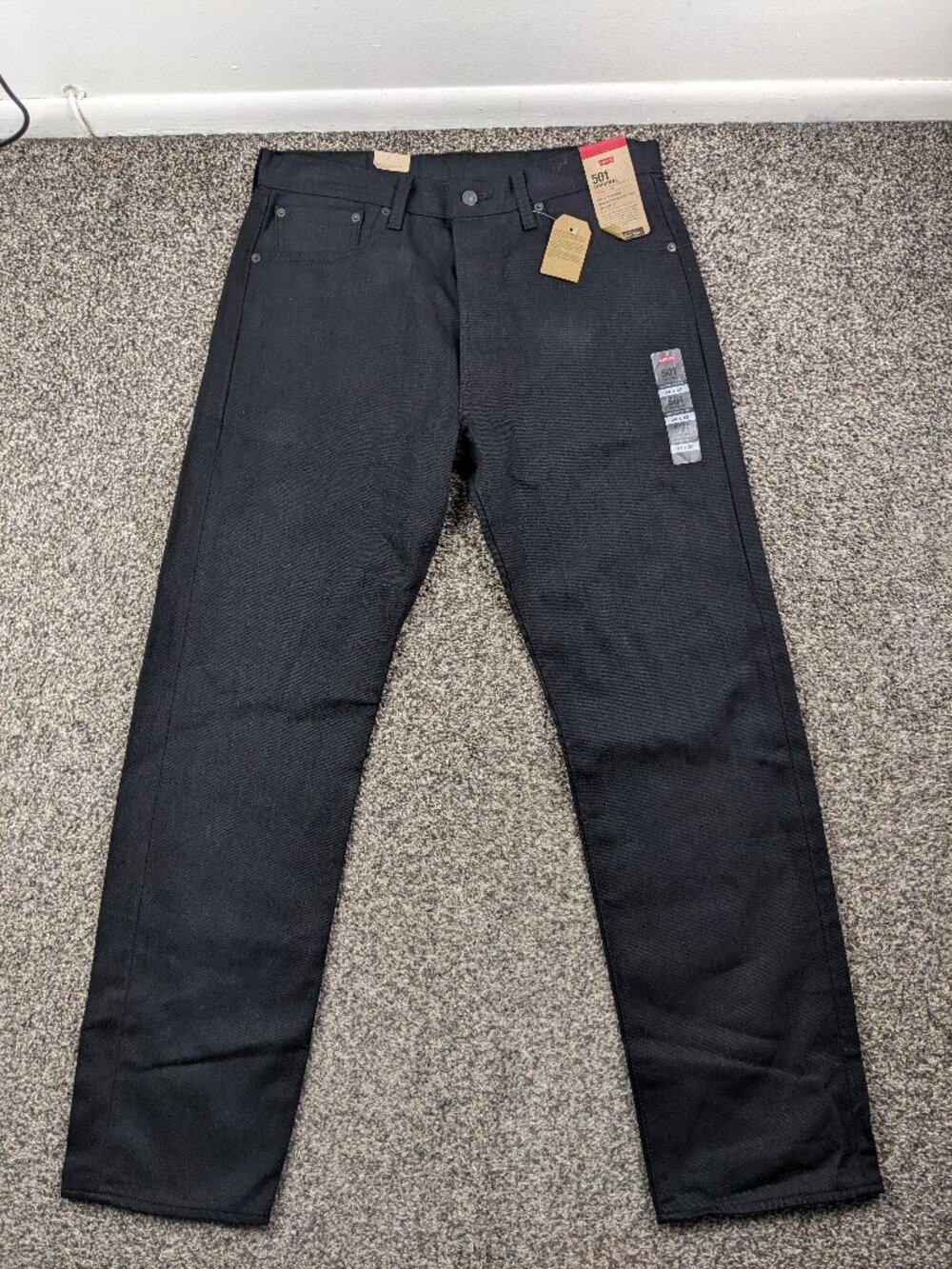 NWT 2022 Levi’s Jeans 501 Shrink to Fit Raw Denim Black Mens 34x33